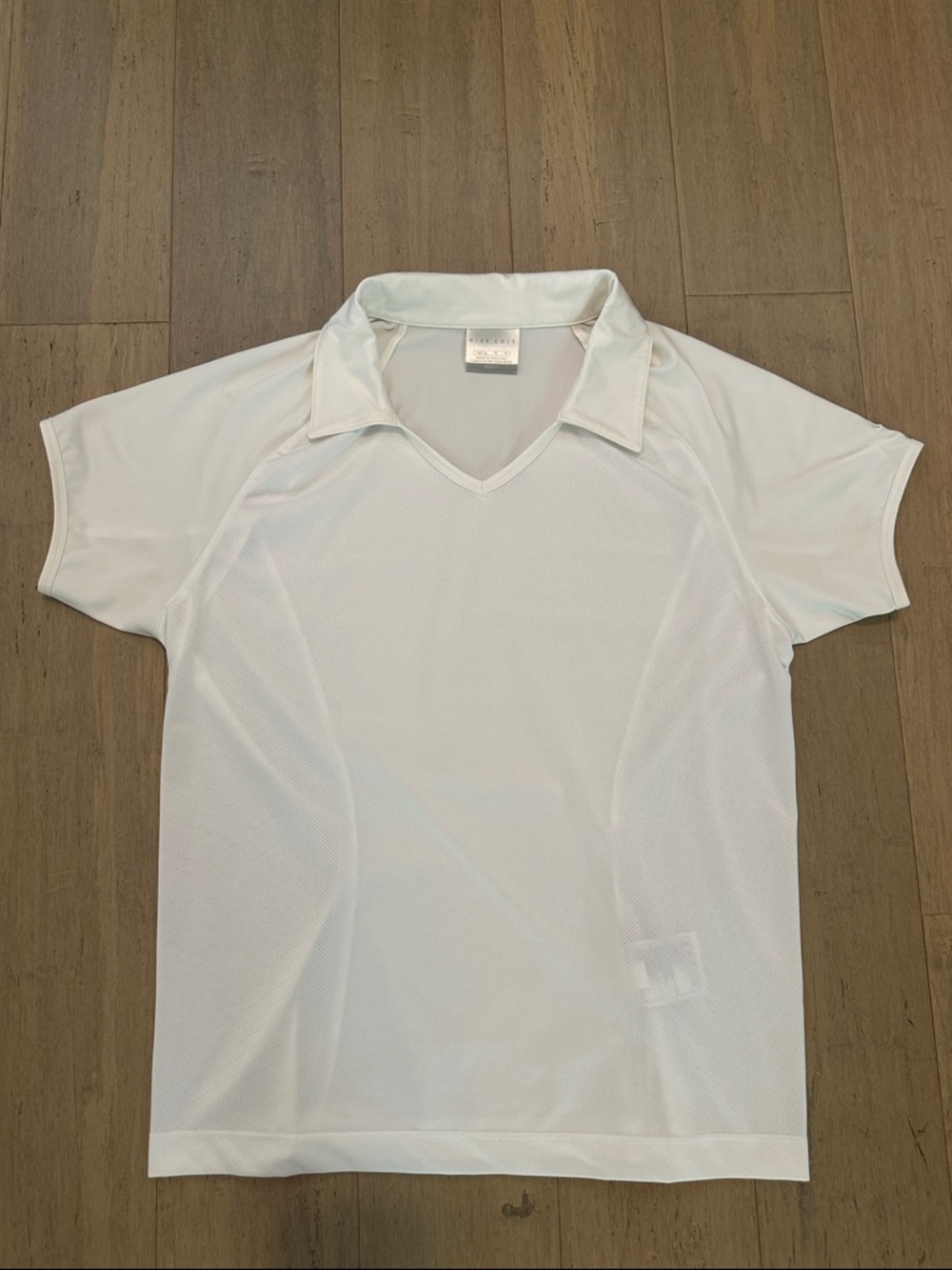 Nike Golf White Short Sleeve Collared V-Neck Athletic Dri-Fit Top